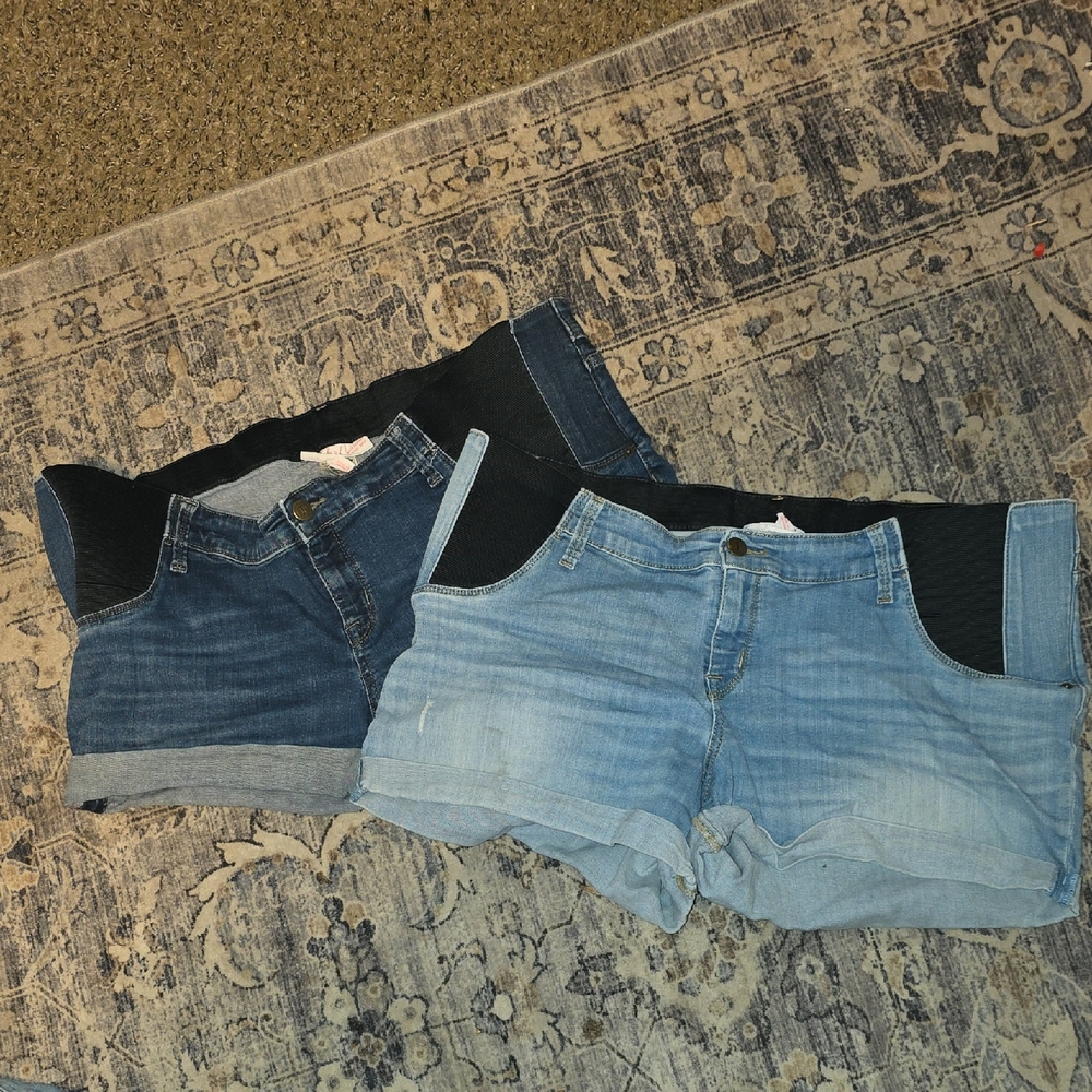 Blue Denim Maternity Shorts Set
